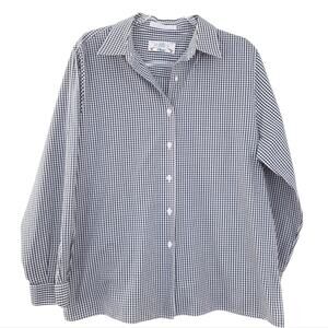 Orvis Plaid Shirt Black & White Women SZ 16 Button Up Collared Long Sleeve